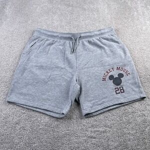 Mickey‎ Mouse Sweat Shorts Mens XL Grey Disney Athletic Drawstring Gym Lounge